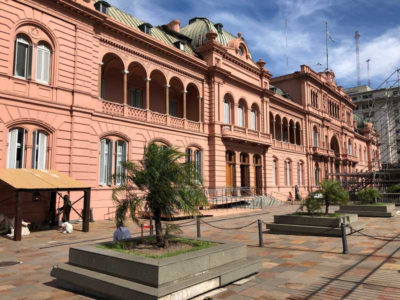 The Casa Rosada (Pink House) in Buenos Aires is the office of the president of Argentina. Officially, the palatial mansion's name is Casa de Gobierno ("House of Government" or "Government House").