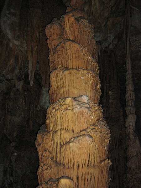 A mammoth limestone column at Jenolan Caves.