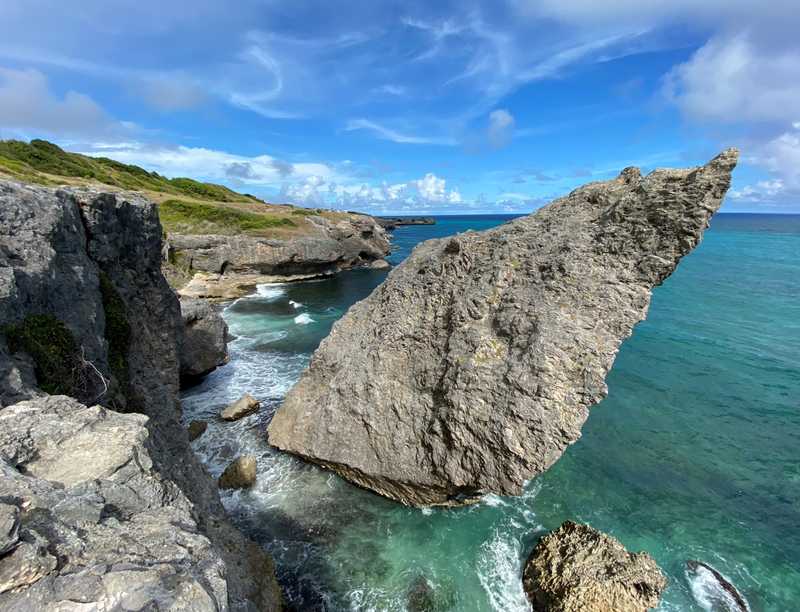 The calm south coast of Barbados hosts a string of sandy beaches and rocky shorelines.