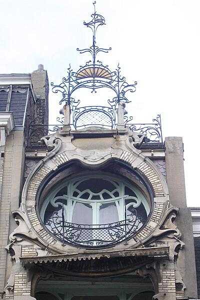 The uppermost window of the Saint-Cyr House in Brussels