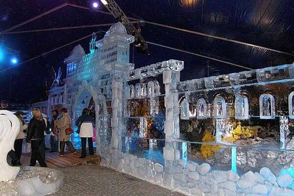 At the Snow and Ice Sculpture Festival in Brugge. The festival runs from the end of November until the middle of January and is located on Station Square.