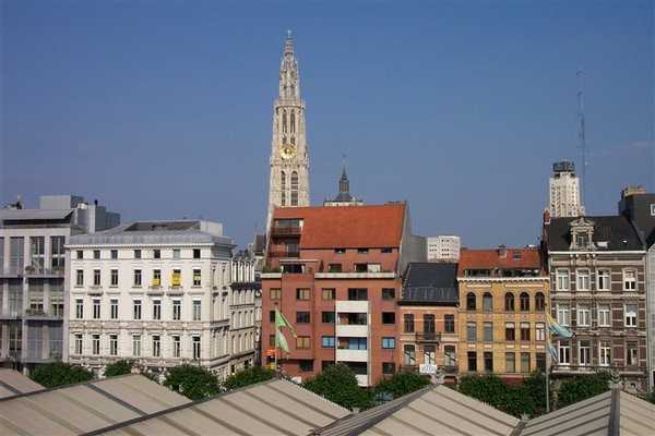 Rooftop view of Antwerp with the distinctive Gothic steeple of the Onze-Lieve-Vrouwekathedraal (the Cathedral of Our Lady) in the distance. Photo courtesy of NOAA / Michael Theberge.