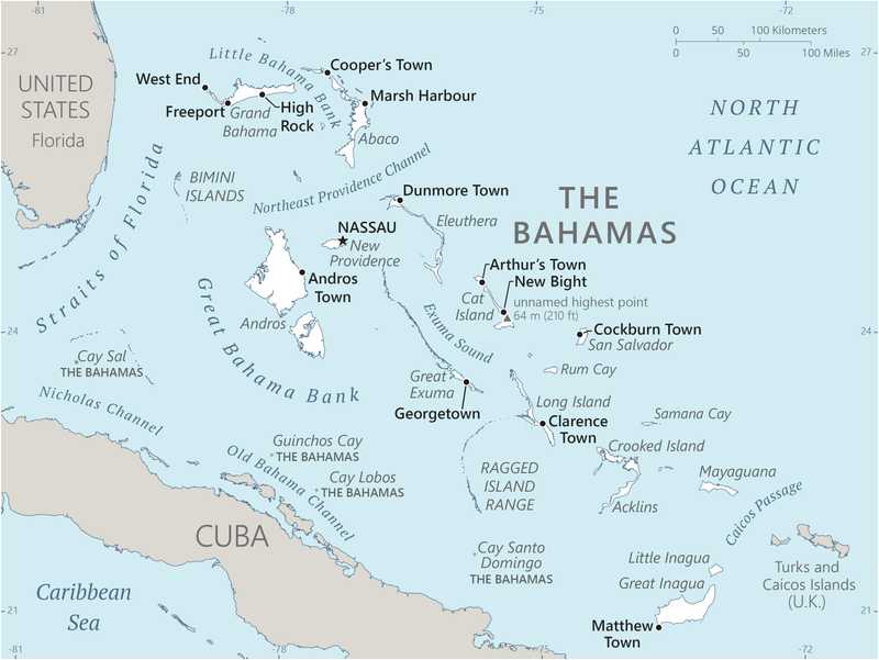 Bahamas, The map
