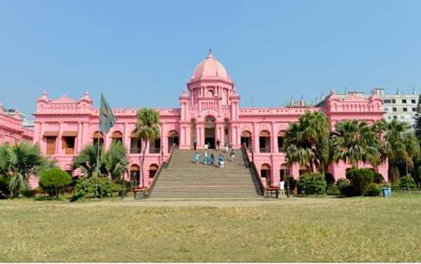 Ahsan Manzil, also known as the Pink Palace, was the official residential palace and seat of the Nawab of Dhaka. The building is situated at Kumartoli along the banks of the Buriganga River in Dhaka. It was constructed between 1859 and 1872 in the Indo-Saracenic Revival architecture style, mixing European and Indo-Islamic elements. Since 1985, it has been designated as a national museum.