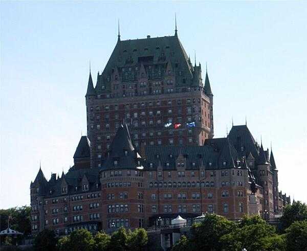 The grand hotel Chateau Frontenac is a popular tourist attraction in Quebec City.