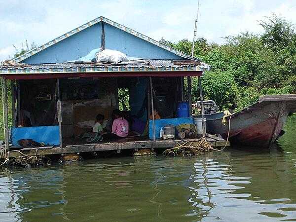 Typical floating house on Tonle Sap.