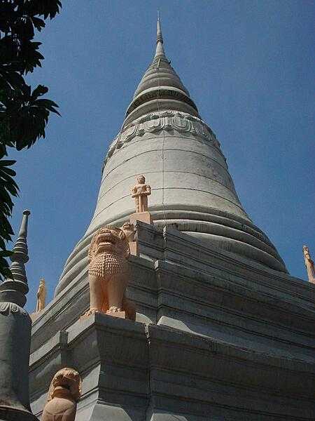 The Pagoda at Wat Phnom, built in 1373 on a man-made hill, is the tallest religious structure (27 m; 89 ft) in Phnom Penh.