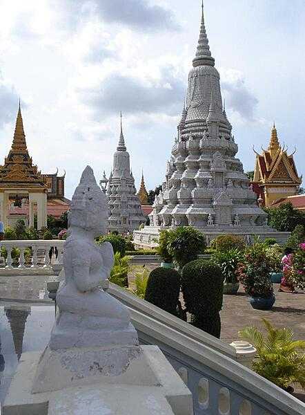 On the grounds of the Royal Palace in Phnom Penh. The palace area contains at least three stupas with royal remains.