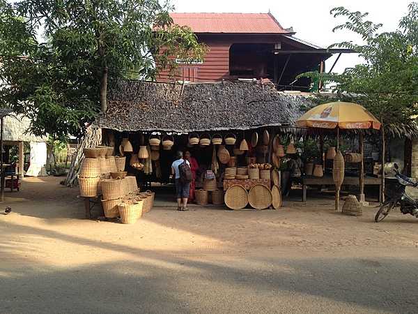 A store selling a wide variety of baskets in a typical Angkor-area village.
