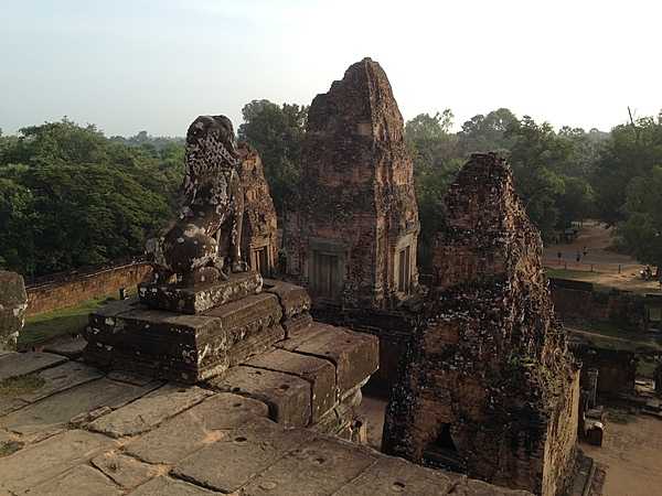 Pre Rup is a Hindu temple at Angkor dedicated to the god Shiva; it was built as the state temple of Khmer King Rajendravarman in the mid 10th century. This view is from the top of the temple.