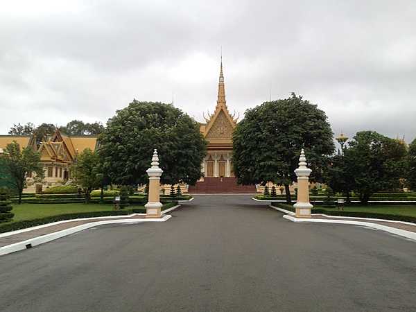 Approaching the Royal Palace grounds in Phnom Penh, Cambodia's capital.