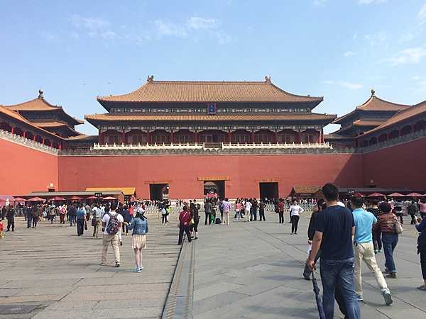 The southern side of the Meridian Gate in the Forbidden City, Beijing.