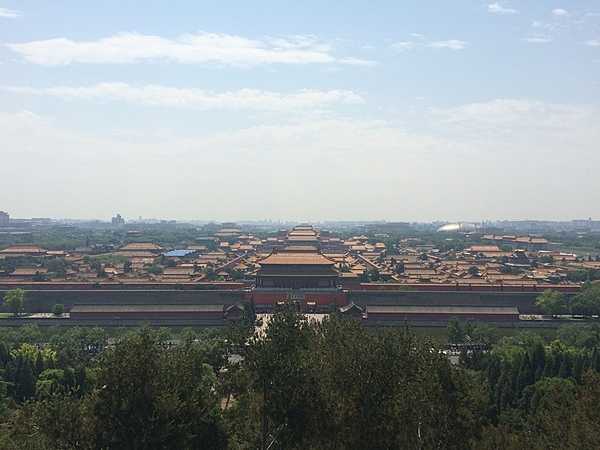 The Forbidden City in Beijing viewed from Jingshan Hill.
