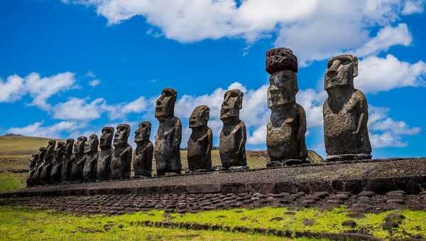 Located in the southeastern Pacific Ocean, Easter Island acquired its name from Dutch explorer Jacob Roggeveen who landed there on Easter Sunday 1722, but to the indigenous people of the island it is Rapa Nui. The island is known the world over for the nearly 900 statues (moai) such as these pictured, created by the Polynesian people who settled there around A.D. 700.  What/who exactly the statues represent remains a mystery. In 1888, Chile annexed the island and in 1996 the Rapa Nui people were granted Chilean citizenship. In 2007, the island gained the constitutional status of "special territory." In 1995, UNESCO named Easter Island a World Heritage Site.  Easter Island holds the distinction of being the most remote inhabited island in the world.
