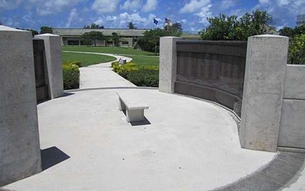 Marianas Memorial at American Memorial Park. Ten granite panels inscribed with 929 names of indigenous Chamorros and Carolinians who died during World War II. Photo courtesy of the US National Park Service.