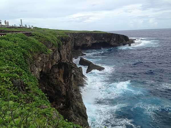 The pounding waters of the Pacific at Bazai Cliff on the northern coast of Saipan.