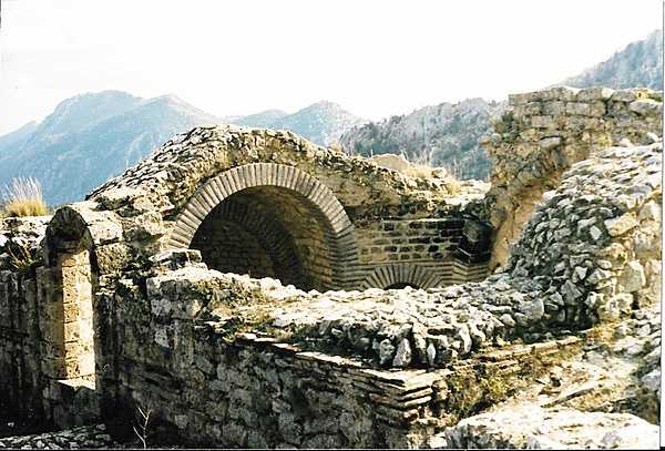 Some of the vaulting remains of the church at Saint Hilarion Castle in the Kyrenia Mountains of Northern Cyprus.