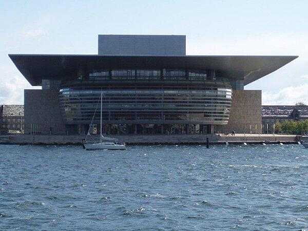 The ultra-modern Copenhagen Opera House, completed in 2005, stands on the island of Holmen in the center of the city.
