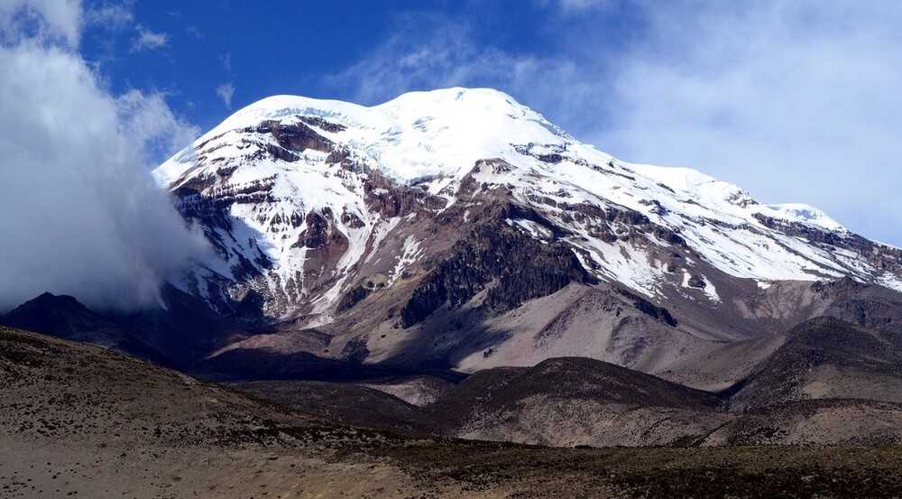 Mt. Everest is the world’s highest peak above sea level, but the highest point above the Earth’s center is the peak of Mt. Chimborazo. The summit of Chimborazo is 6,268 m (20,564 ft) above sea level, but with the bulge near the Earth’s equator, the mountain is over 2,072 m (6797 ft) farther from the center of the Earth than Mt. Everest.