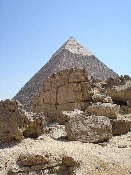 Temple ruins before the Pyramid of Khafre.