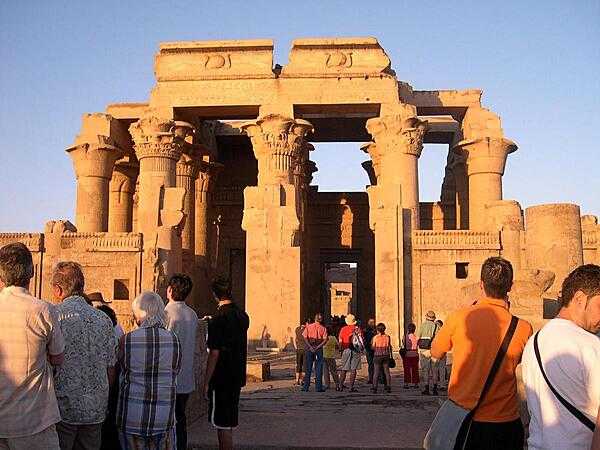 The Temple of Kom Ombo is an unusual double temple built during the Ptolemaic Period. The southern part is dedicated to the crocodile god Sobek, and the northern part is dedicated to Haroeris as a manifestation of Horus the falcon god.
