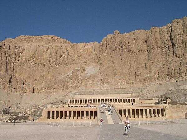 Djeser-Djeseru (the Holy of Holies) is Pharaoh Hatshepsut&apos;s mortuary temple in the temple complex of Deir el-Bahri near Luxor. Pharaohs of the 11th and 18th Dynasty&apos;s built their temples here. Hatshepsut&apos;s temple (the best preserved) was built into the cliff side on top of a series of colonnaded terraces in the classical Theban form; it includes a pylon, courts, a hypostyle hall, sun court, chapel, and sanctuary.