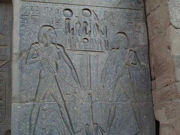 Reliefs on the walls at the Temple of Luxor.