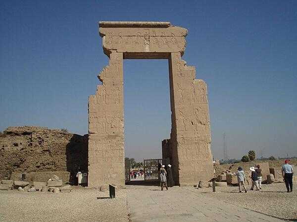 Portal of the Temple of Hathor at Dendera. The temple was built between the 4th and 1st centuries B.C.