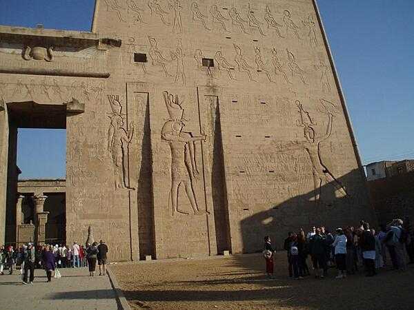 Right pylon of the Temple of Horus at Edfu.
