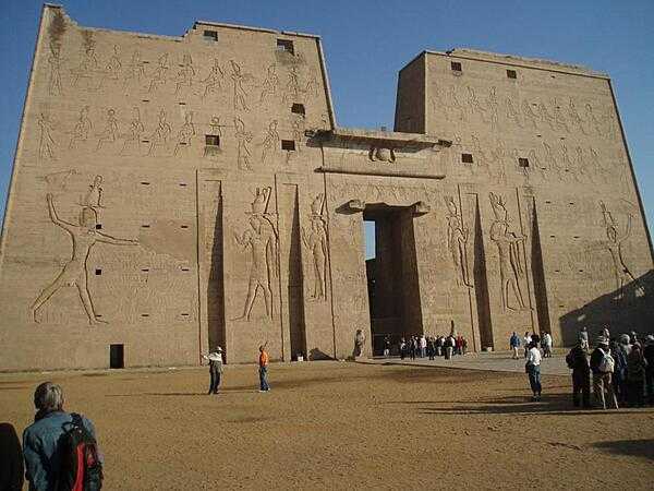 Pylons of the Temple of Horus at Edfu. The temple is mainly from the Ptolemaic period.