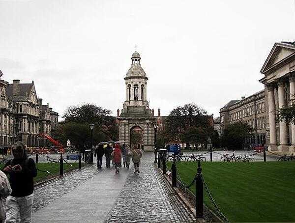The quadrangle in Trinity College in Dublin.  The college was founded in 1592 by Queen Elizabeth I.