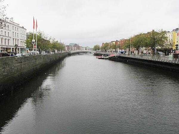 The River Liffey in Dublin divides the city into the &quot;Northside&quot; and the &quot;Southside.&quot; It flows 125 km (78 mi) from the Wicklow Mountains to the Irish Sea.