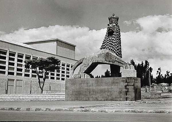 The Lion of Judah Monument is one of the most distinctive landmarks in Addis Ababa. The statue, by sculptor Maurice Calka, was commissioned by Emperor Haile Selassie and erected in front of the National Theater in 1954.