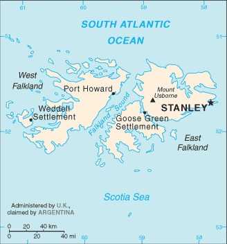Falkland Islands (Islas Malvinas) map