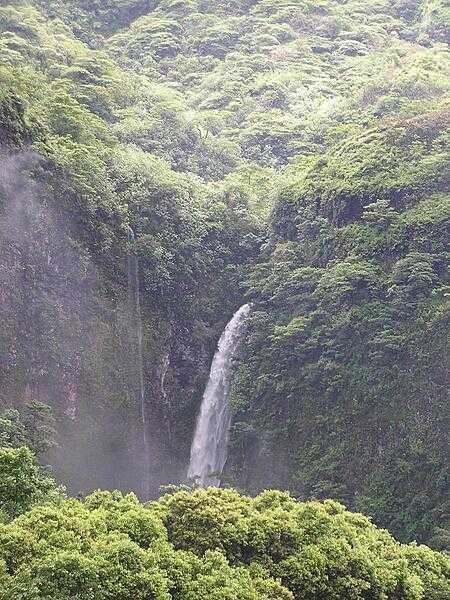 Waterfalls near Papeete, Tahiti, in the Society Islands.