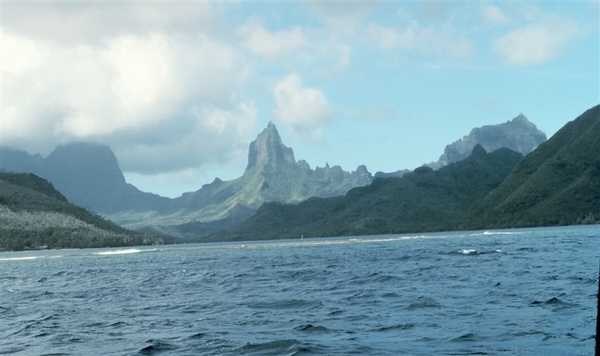 A Matterhorn of the South Pacific on the island of Mo’orea as seen from offshore. Photo courtesy of NOAA / Anthony R. Picciolo.