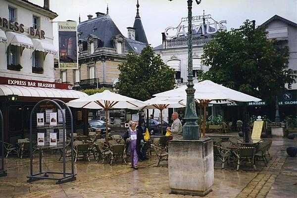 Shops in the town of Cognac, where the famous brandy (distilled wine) was first developed.