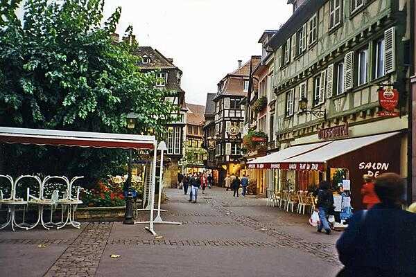 Street scene in the Alsatian town of Colmar.