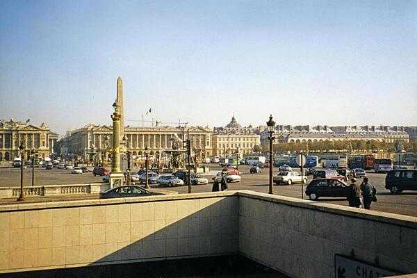 The Place de la Concorde in Paris is the largest square in the French capital. In the center of the Place stands a giant obelisk, transported from Egypt and erected in 1836.