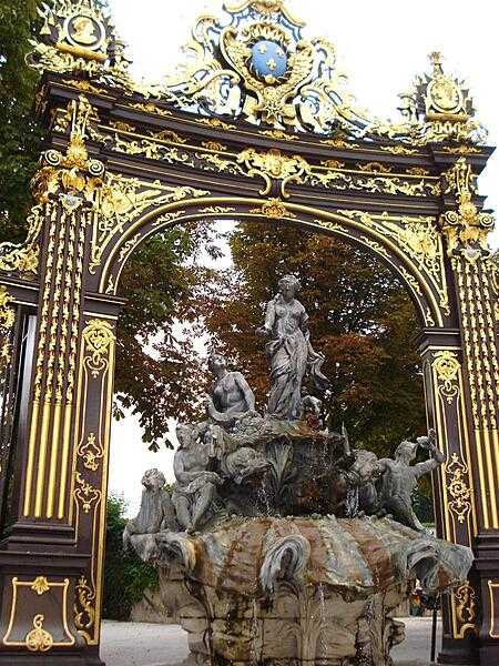 The Amphitrite Fountain in Stanislas Square in Nancy is one of four erected by Barthelemy Guibal; this one dates to 1750.