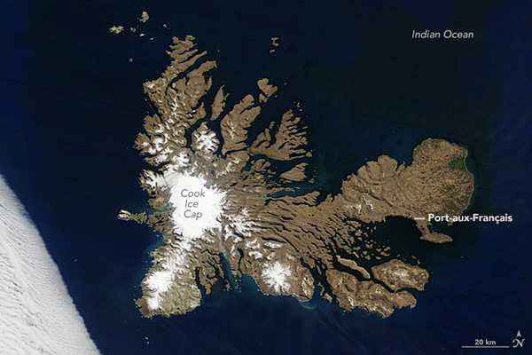 The Kerguelen Islands are an overseas territory of France. But their far-off location in the southern Indian Ocean places these islands far closer to Antarctica than to mainland Europe. In fact, the islands are so remote and the landscape so harsh that they have also been called the “Desolation Islands.” On 28 October 2016, NASA’s Terra satellite captured this natural-color image of the Kerguelen Islands. Grande Terre (French for “large land”) is the most sizeable in the island group. Its steep fjords and peninsulas are ringed by hundreds of smaller islands, which bring the archipelago’s total land area to 7,215 sq km. Penguin and seal populations are among the wildlife that thrive on Grande Terre. But because of its remoteness - and the severely cold, windy weather - you won’t find many people. Most residents of the island are scientists based in the settlement of Port-aux-Français, where they study everything from geology and biology to weather and climate. Photo courtesy of NASA.