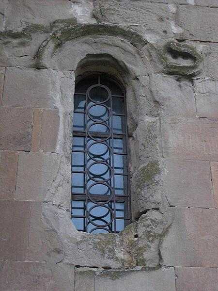 A metal window grating at the Jvari Monastery (Monastery of the Cross) at Mtskheta.