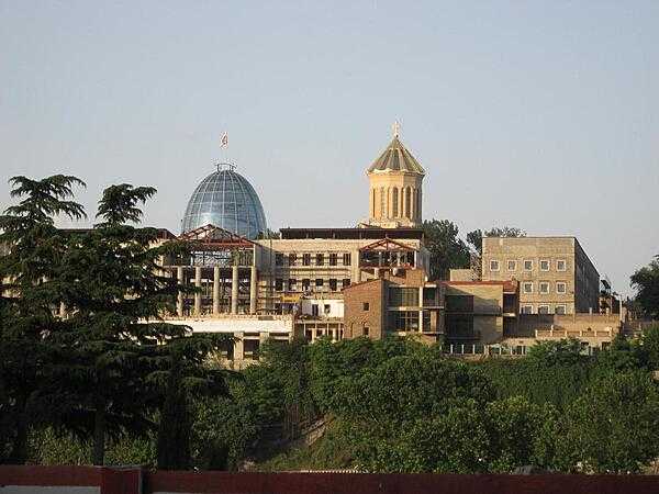 The President&apos;s Palace in Tbilisi under construction in 2007. The building serves as the official residence and principal workplace of the president of Georgia and is sometimes referred to as the Georgian White House.