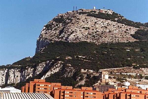 Closer view of the north end of The Rock of Gibraltar.