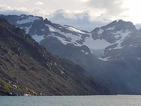 Mountains along ship channel through southeast Greenland.