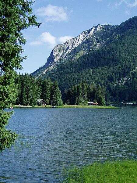 An alpine lake in the foothills of the Alps near Munich.