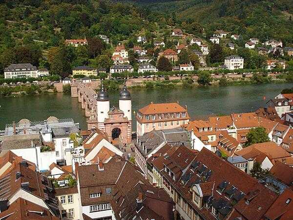 Another view of Heidelberg and the Old Bridge from the tower of the Church of the Holy Spirit.