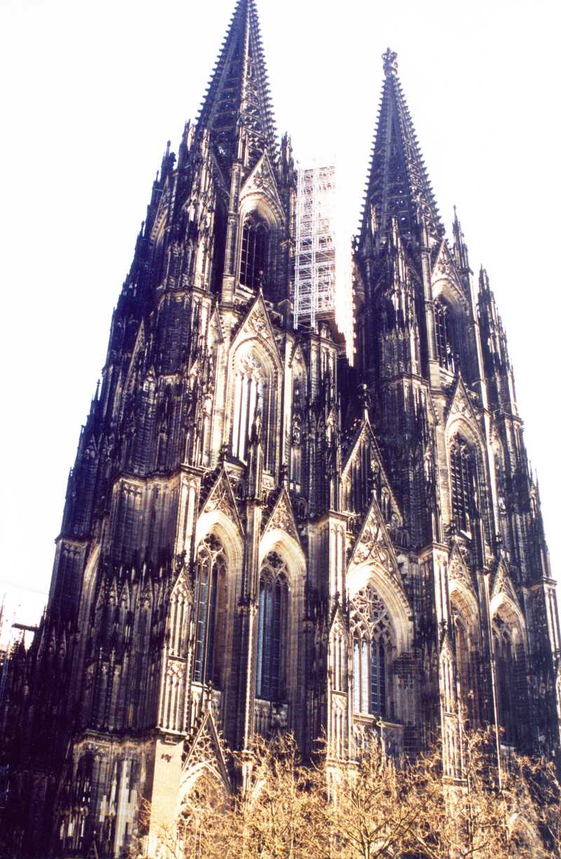 Situated near the Rhine River, the Cologne (Koeln) Cathedral is of quintessential Gothic design and the most recognizable landmark of its namesake city. Construction began in 1248 and was completed in the late 1800s. The two towers are over 152 m (500 ft) tall.