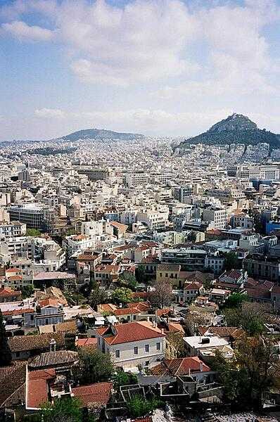 A view of the city of Athens from the Acropolis.