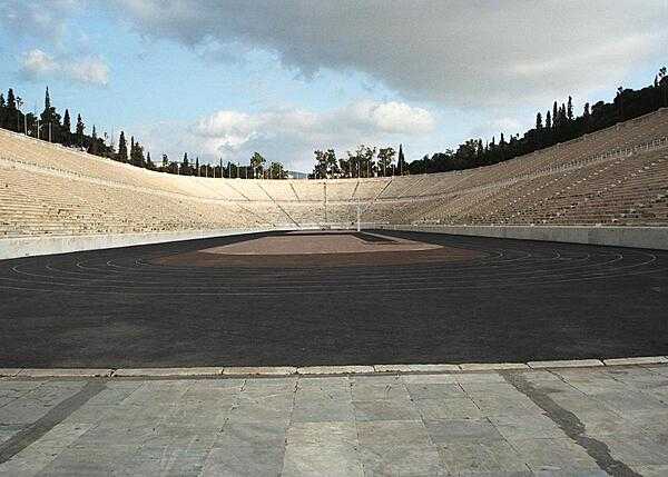 Interior view of Panathiniako Stadium, constructed for the 1896 Olympic Games in Athens.